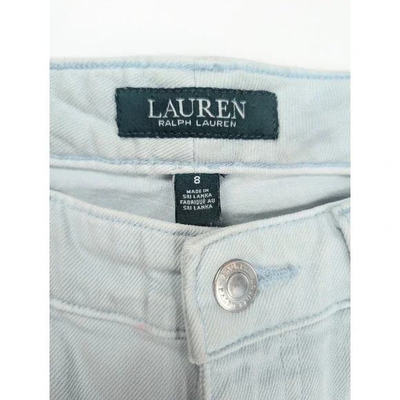 Lauren Ralph Lauren Premier Straight Crop Light Pastel Blue Jeans Women's Size 8 - Picture 4 of 7